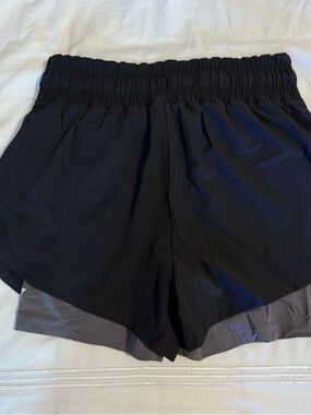 Gymshark Black Athletic Layered Shorts with Gray Inner Liner